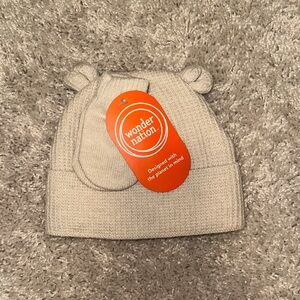 Wonder Nation Beige Knit Kids Hat with Ears